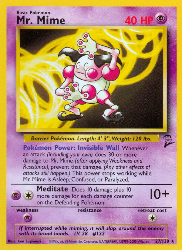 2000 Base Set 2 Mr. Mime Rare #027/130 Rare card image