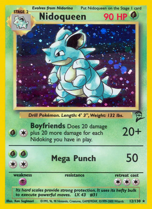 2000 Base Set 2 Nidoqueen Rare Holo #012/130 Rare Holo card image