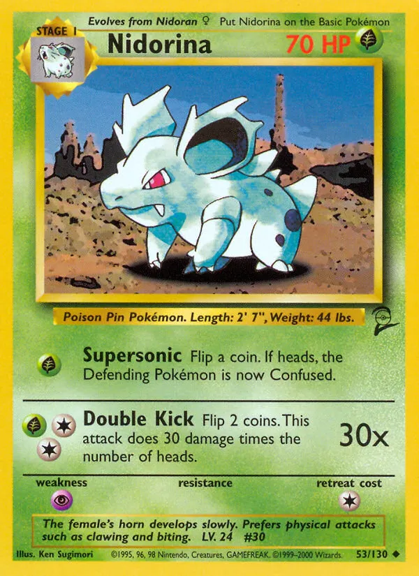 2000 Base Set 2 Nidorina Uncommon #053/130 Uncommon card image