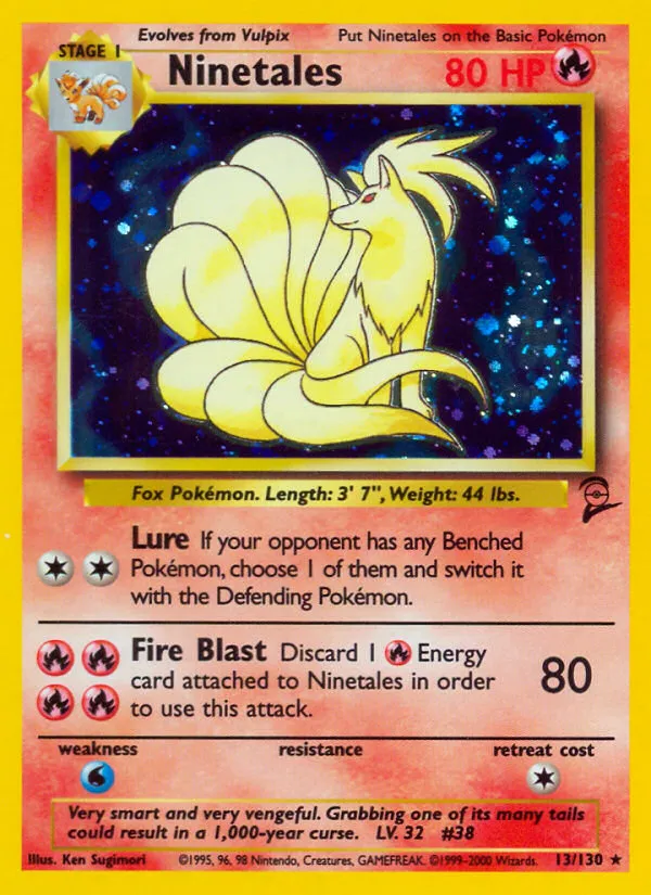2000 Base Set 2 Ninetales #013/130 Rare Holo card image