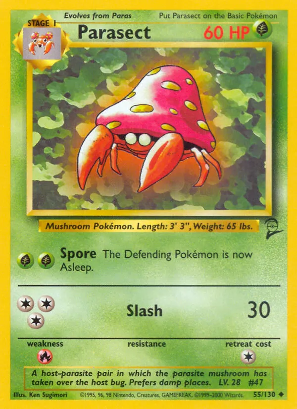 2000 Base Set 2 Parasect Uncommon #055/130 Uncommon card image
