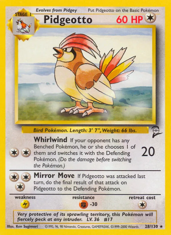 2000 Base Set 2 Pidgeotto Rare #028/130 Rare card image