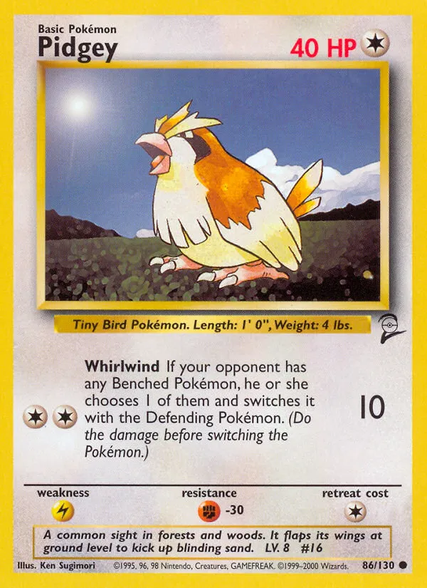 2000 Base Set 2 Pidgey Common #086/130 Common card image