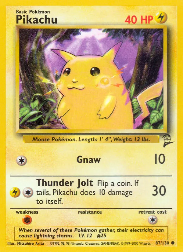 2000 Base Set 2 Pikachu Common #087/130 Common card image