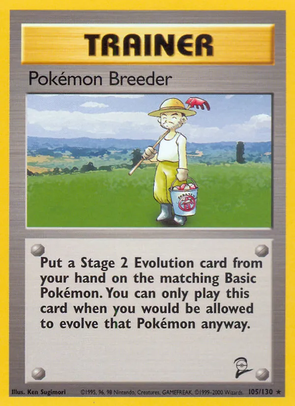 2000 Base Set 2 Pokémon Breeder Rare #105/130 Rare card image