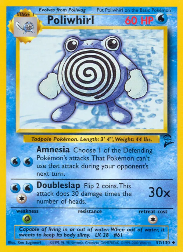 2000 Base Set 2 Poliwhirl Uncommon #057/130 Uncommon card image