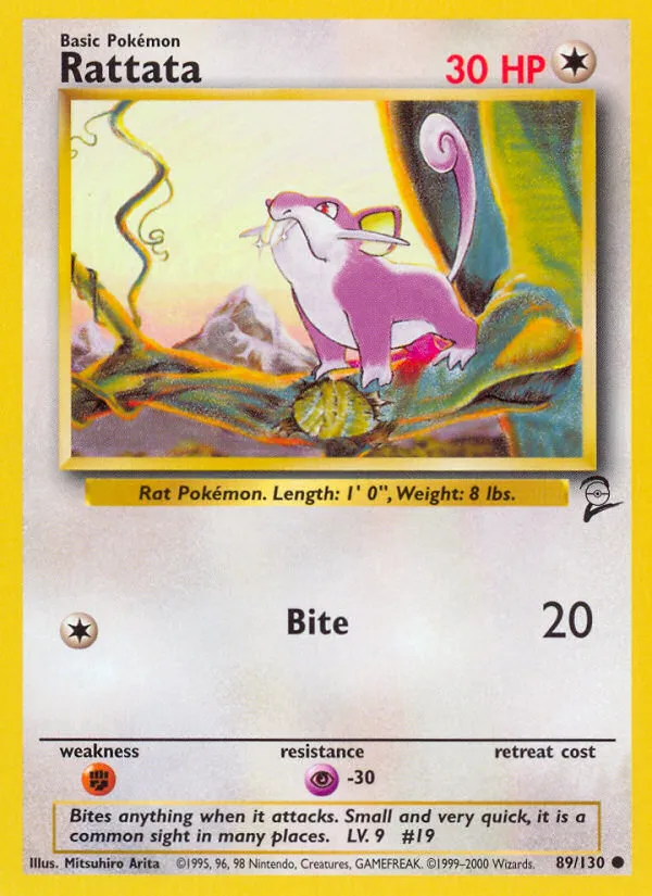 2000 Base Set 2 Rattata Common #089/130 Common card image