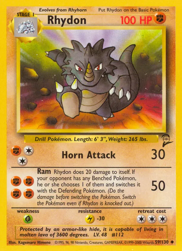 2000 Base Set 2 Rhydon Uncommon #059/130 Uncommon card image