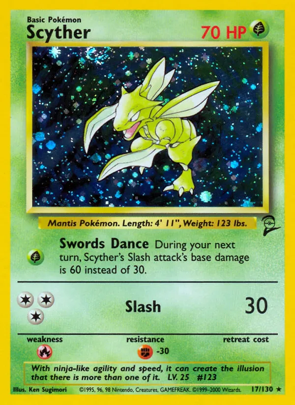 2000 Base Set 2 Scyther Rare Holo #017/130 Rare Holo card image