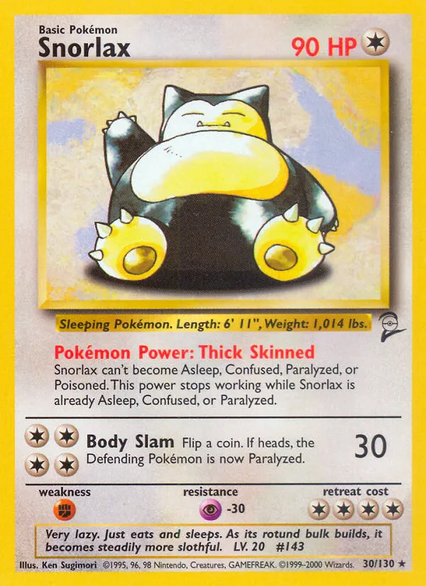 2000 Base Set 2 Snorlax #030/130 Rare card image