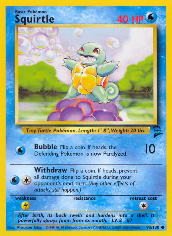 2000 Base Set 2 Squirtle Common #093/130 Common card image