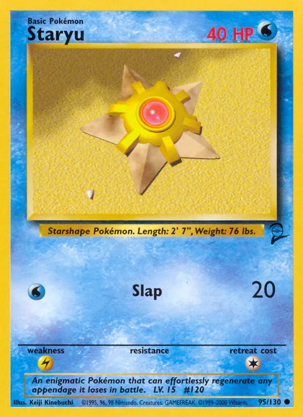 2000 Base Set 2 Staryu Common #095/130 Common card image