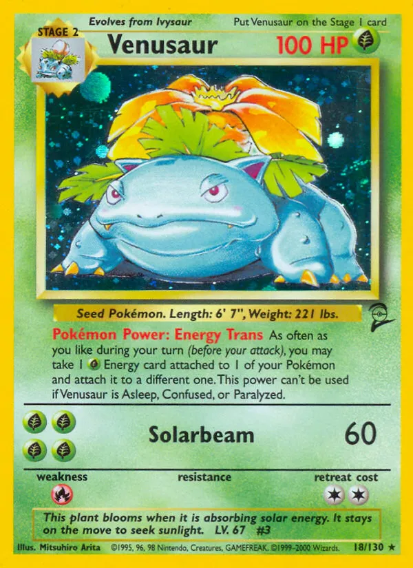 2000 Base Set 2 Venusaur Rare Holo #018/130 Rare Holo card image