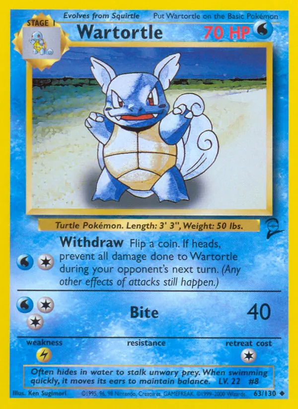 2000 Base Set 2 Wartortle Uncommon #063/130 Uncommon card image