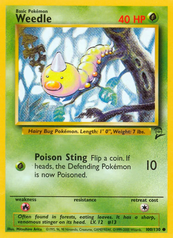 2000 Base Set 2 Weedle Common #100/130 Common card image