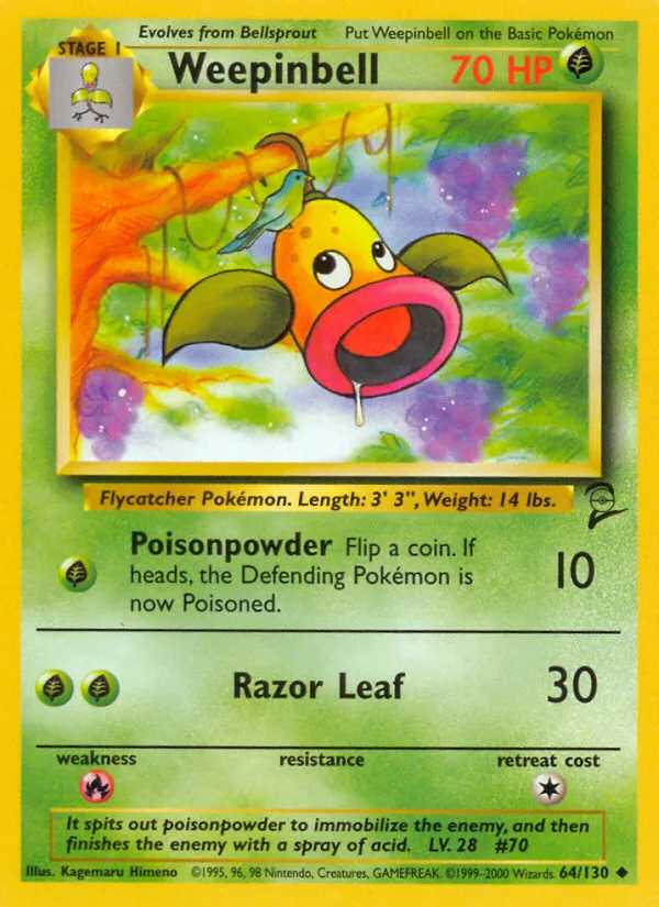 2000 Base Set 2 Weepinbell Uncommon #064/130 Uncommon card image
