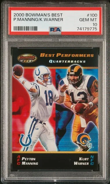 2000 Bowman's Best Kurt Warner/Peyton Manning #100 card image
