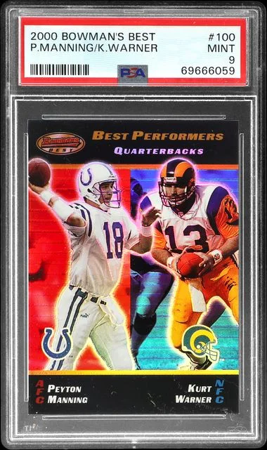 2000 Bowman's Best Peyton Manning/Kurt Warner #100 card image