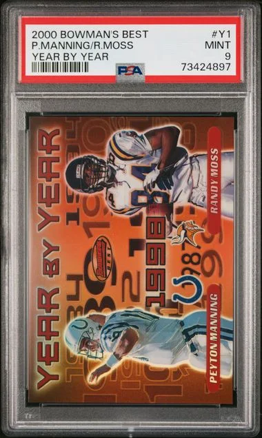 2000 Bowman's Best P.Manning/R.Moss Year By Year #Y1 card image