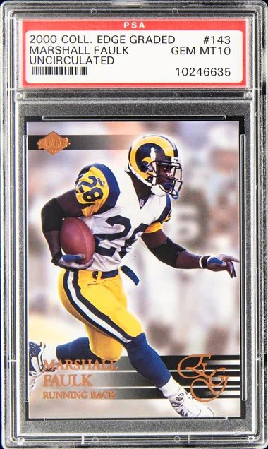 2000 Collector's Edge Graded Uncirculated Marshall Faulk #143 card image