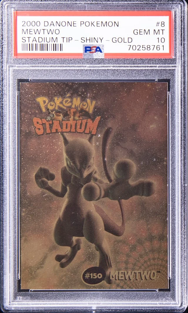 2000 Danone Pokemon Stadium Tip Shiny Gold Mewtwo #8 card image