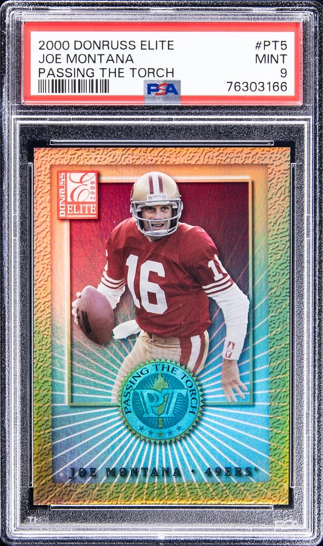 2000 Donruss Elite Joe Montana Passing The Torch #PT5 card image