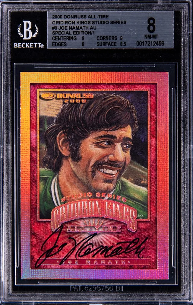 2000 Donruss Joe Namath All-Time Gridiron Kings Studio Series Autographs Special Edition #GK-9 card image