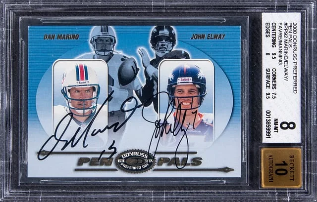 2000 Donruss Marino/Elway/Manning/Favre Multi-Signed Preferred Pen Pals #PP-92 card image