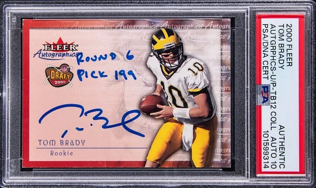 2000 Fleer Autographics Collection Tom Brady Unsigned Proof #TB12 card image