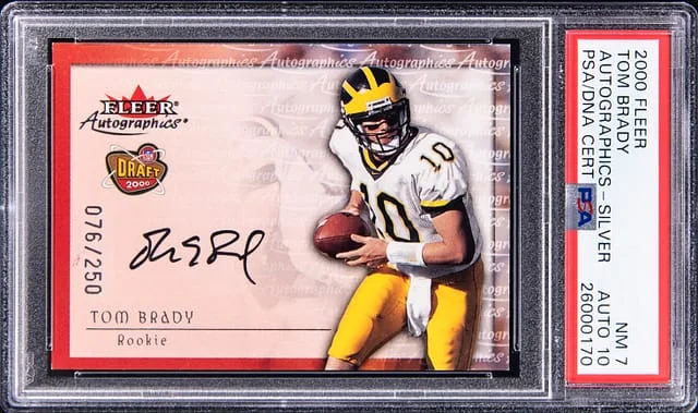 2000 Fleer Autographics Silver Tom Brady #no-number card image