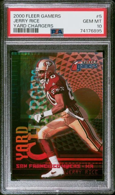 2000 Fleer Jerry Rice Gamers Yard Chargers #5 card image