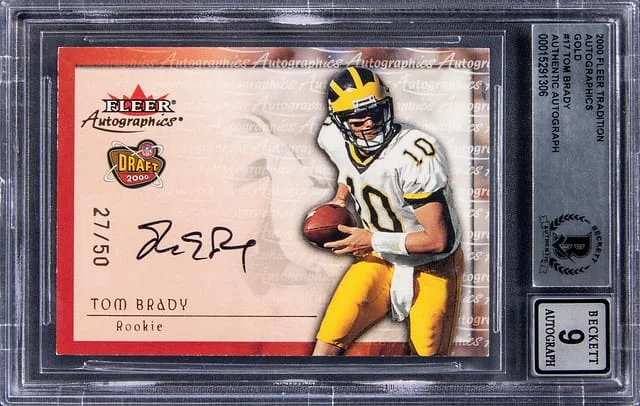 2000 Fleer Tradition Autographics Gold Tom Brady #no-number card image