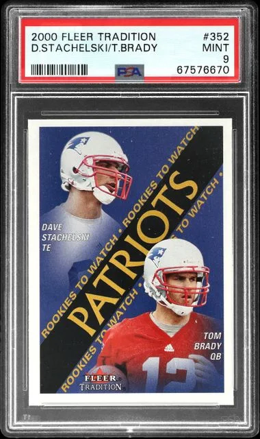 2000 Fleer Tradition Dave Stachelski/Tom Brady #352 card image