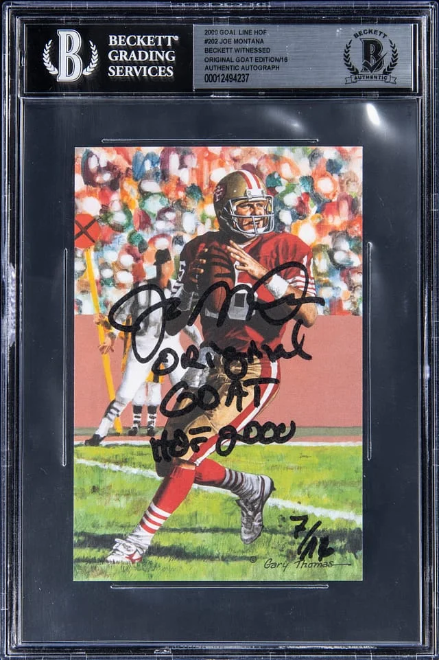 2000 Goal Line HOF Original GOAT Edition Joe Montana #202 card image