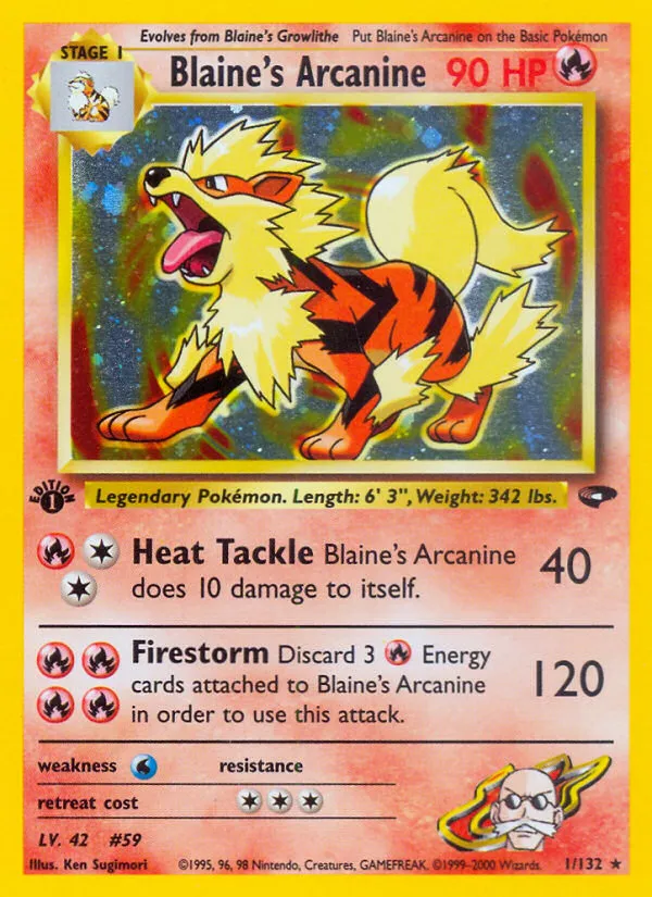 2000 Gym Challenge Blaine's Arcanine Rare Holo #001/132 Rare Holo card image