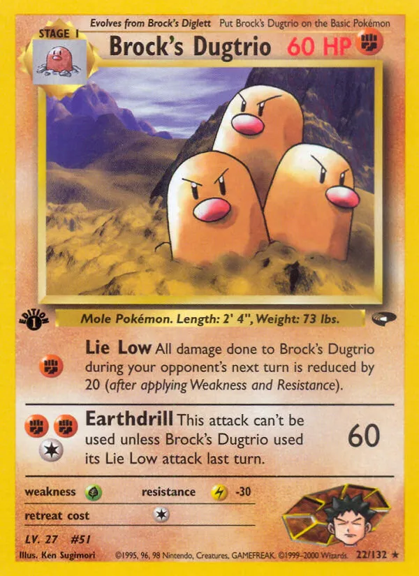 2000 Gym Challenge Brock's Dugtrio #022/132 Rare card image