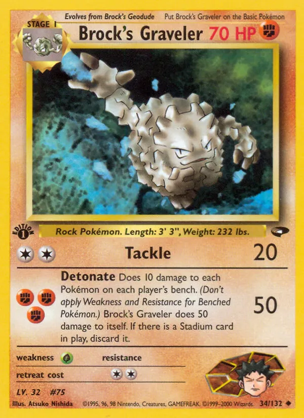 2000 Gym Challenge Brock's Graveler #034/132 Uncommon card image