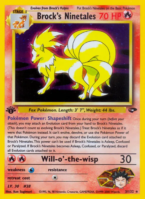2000 Gym Challenge Brock's Ninetales #003/132 Rare Holo card image