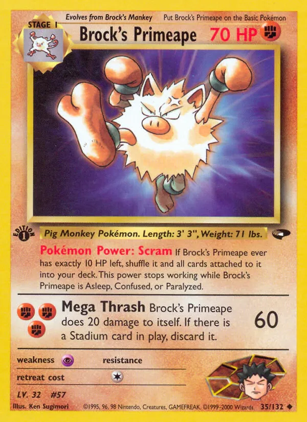 2000 Gym Challenge Brock's Primeape #035/132 Uncommon card image