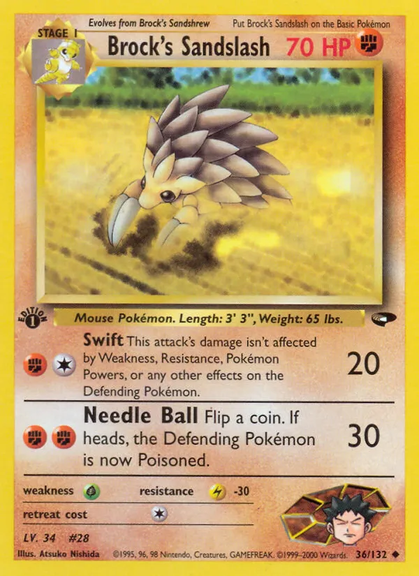 2000 Gym Challenge Brock's Sandslash Uncommon #036/132 Uncommon card image