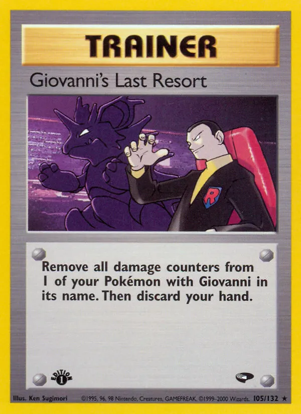 2000 Gym Challenge Giovanni's Last Resort #105/132 Rare card image