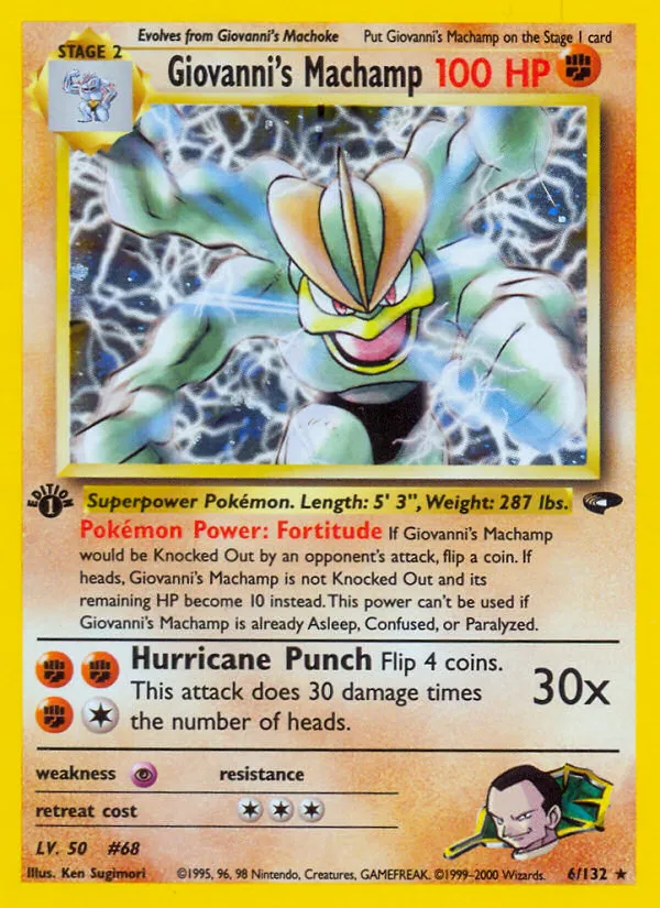 2000 Gym Challenge Giovanni's Machamp #006/132 Rare Holo card image