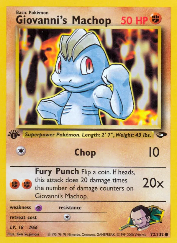 2000 Gym Challenge Giovanni's Machop Common #072/132 Common card image