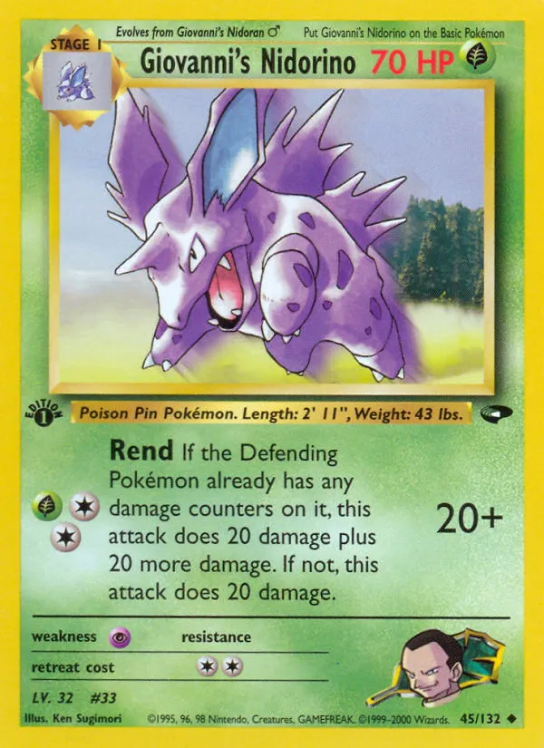 2000 Gym Challenge Giovanni's Nidorino #045/132 Uncommon card image