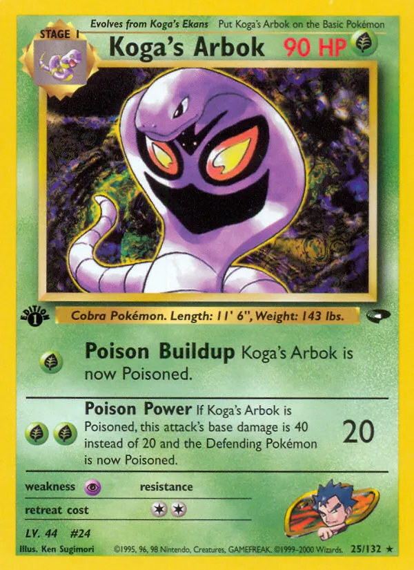 2000 Gym Challenge Koga's Arbok #025/132 Rare card image