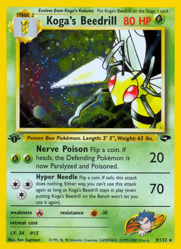 2000 Gym Challenge Koga's Beedrill #009/132 Rare Holo card image