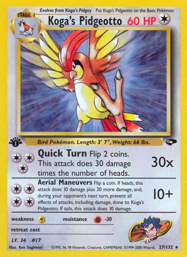 2000 Gym Challenge Koga's Pidgeotto #027/132 Rare card image