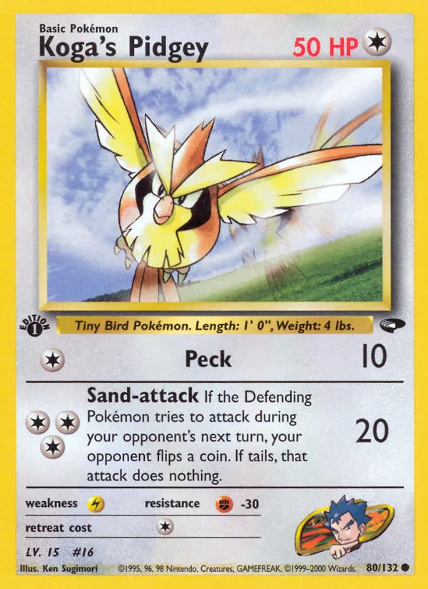 2000 Gym Challenge Koga's Pidgey #080/132 Common card image