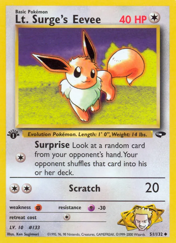2000 Gym Challenge Lt. Surge's Eevee Uncommon #051/132 Uncommon card image