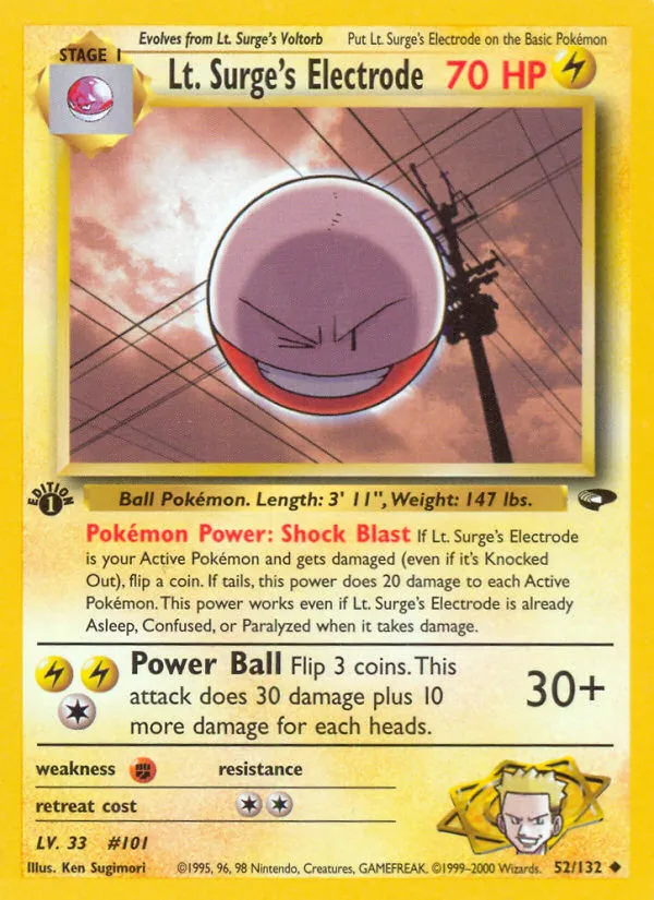 2000 Gym Challenge Lt. Surge's Electrode Uncommon #052/132 Uncommon card image
